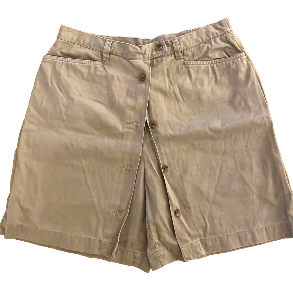 Jones New York Sport Dark Khaki Skorts Shorts Button Front Size 12 Casual Golf